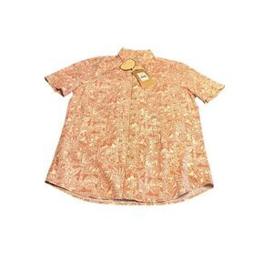 Faherty Men’s Small Breeze Short Sleeve Button Down Tropic Floral shirt coral